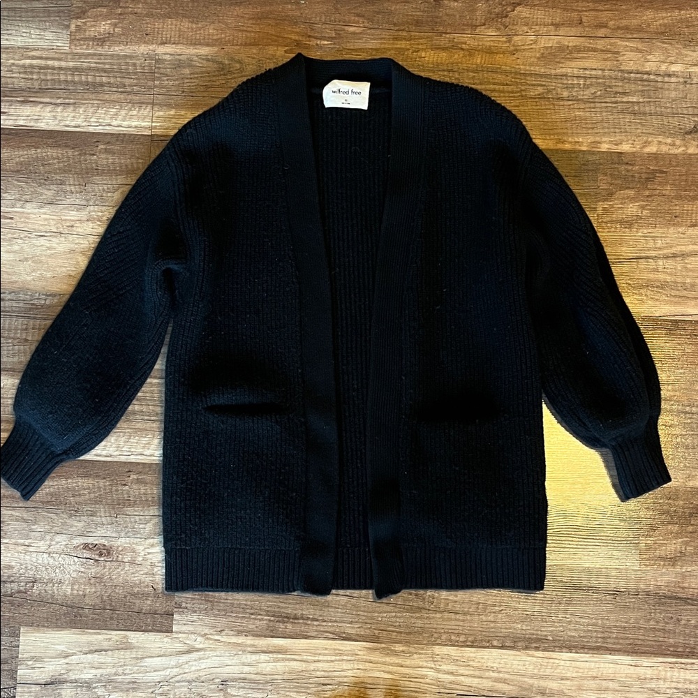 Aritzia Black Open-Front Cardigan